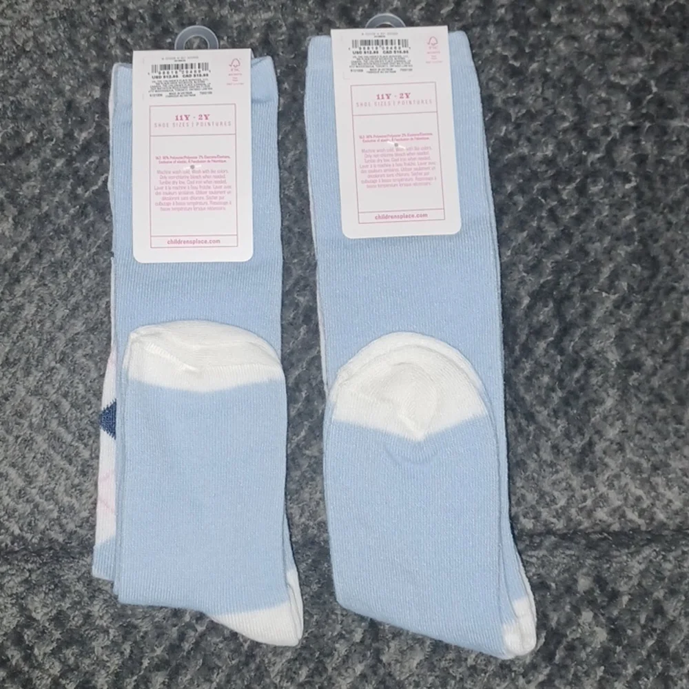 2 New The Children's Place 2-Pack Girls Argyle Knee Socks 11-2 Youth